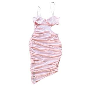 Elegant Pink Ruched Dress